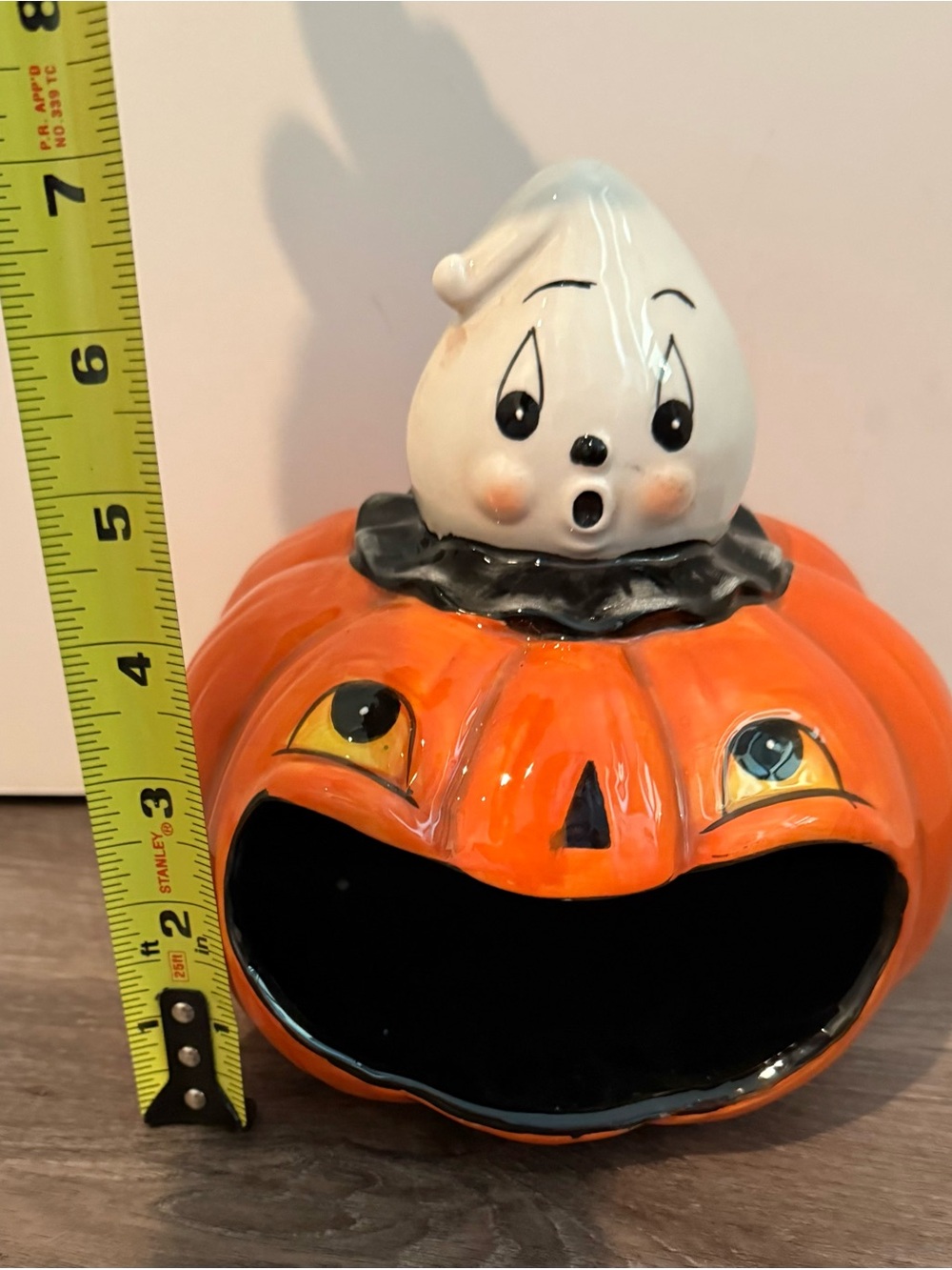 Viral Johanna Parker “Big Mouth” Pumpkin Candy Bowl with Ghost- NWT - Picture 8 of 8